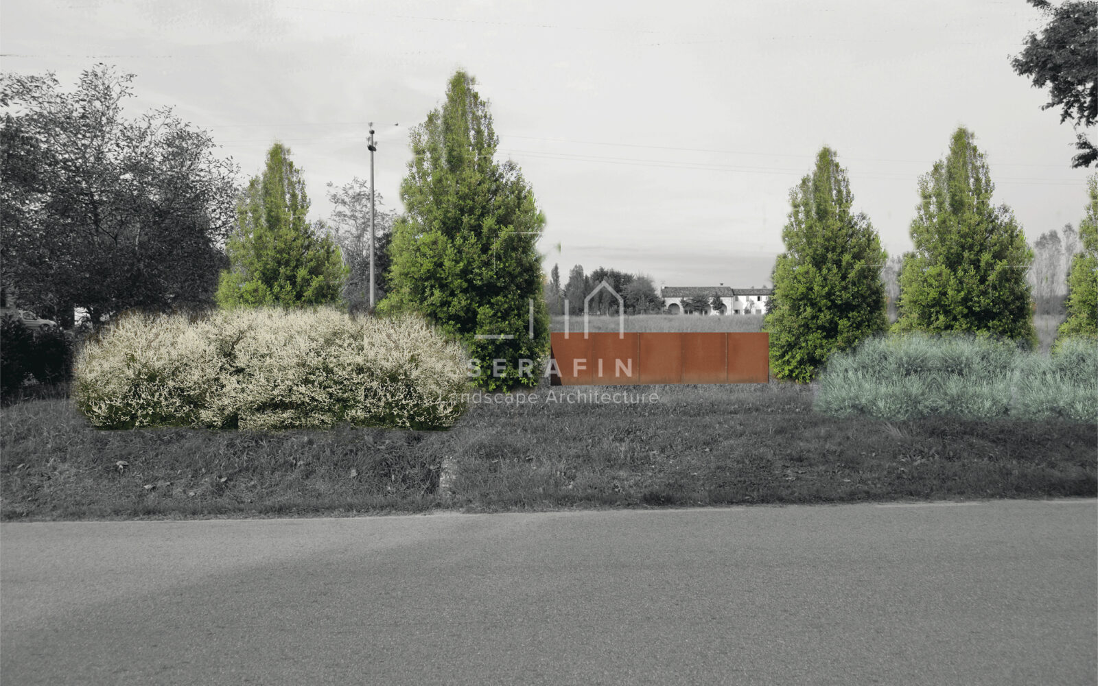 progetto ingresso abitazione privata con siepe campestre - 2