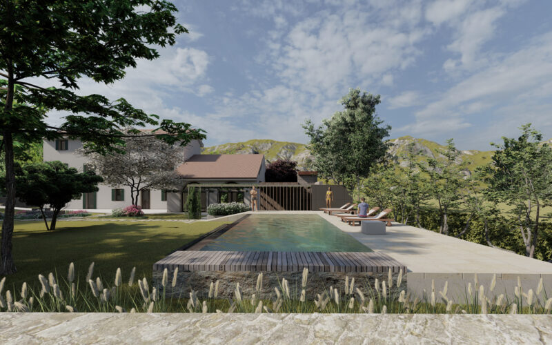 realizzazione giardino di lusso con piscina e arredo Vittorio Veneto