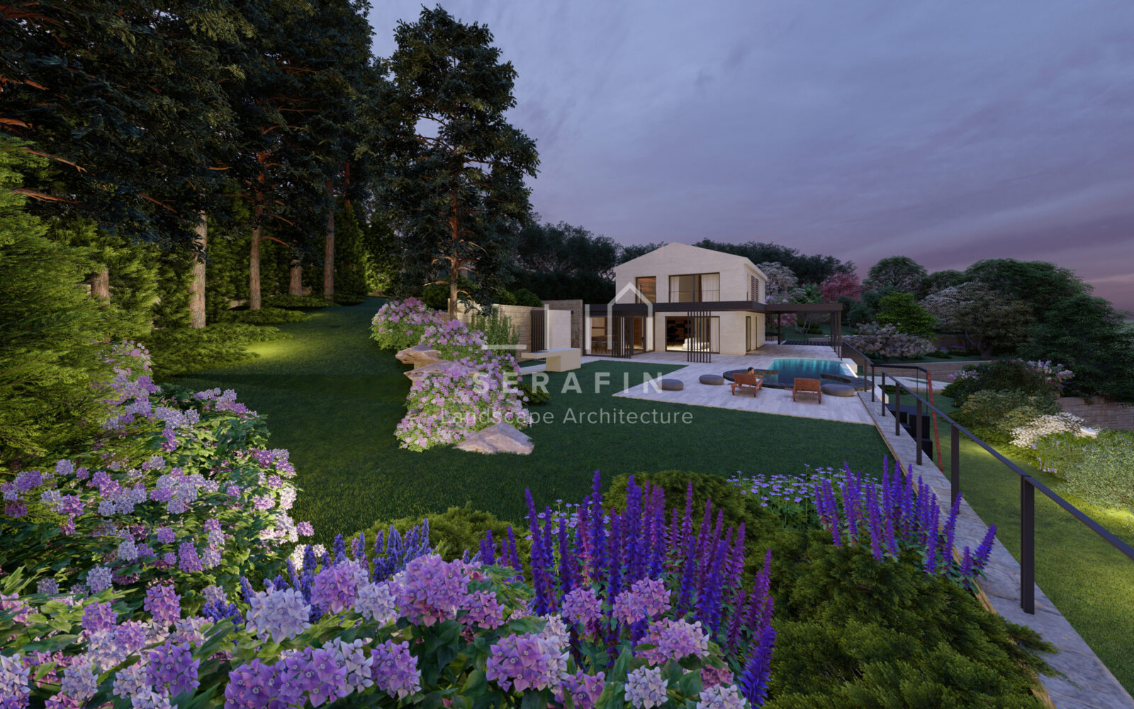 progetto di un giardino di lusso con piscina in Croazia - 3