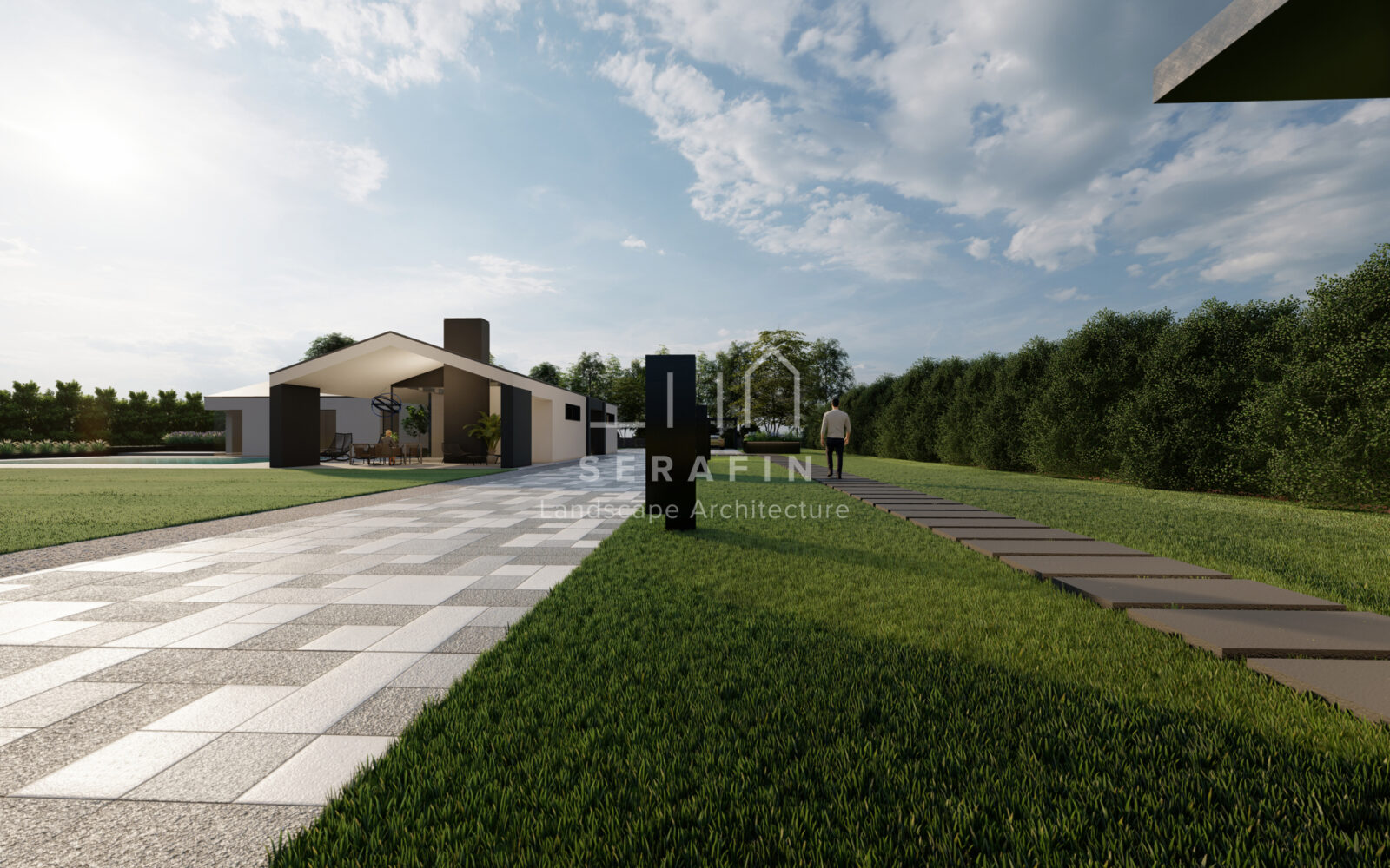 project of a modern garden with swimming pool in the metropolitan city of Venice - 1