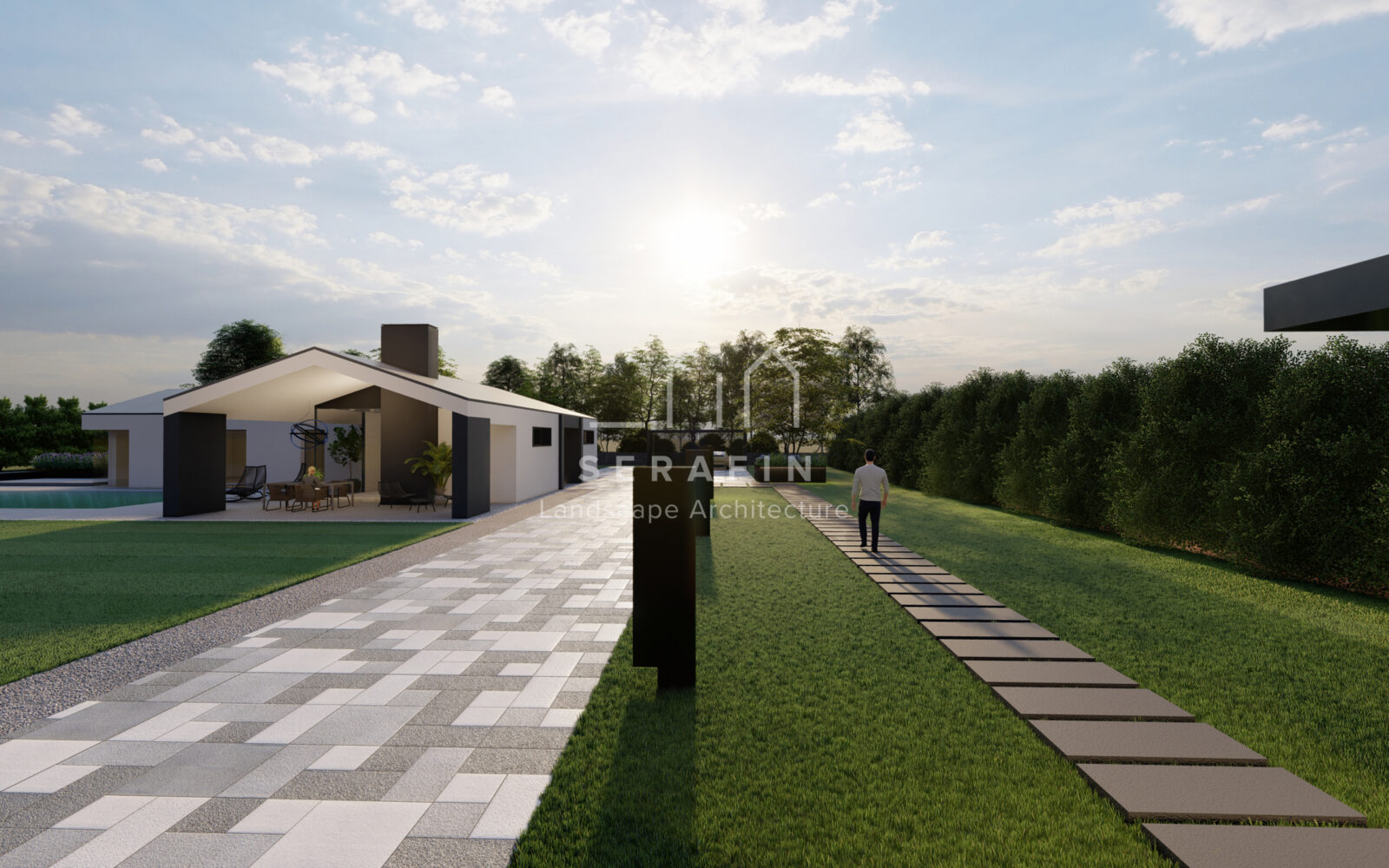 project of a modern garden with swimming pool in the metropolitan city of Venice - 2