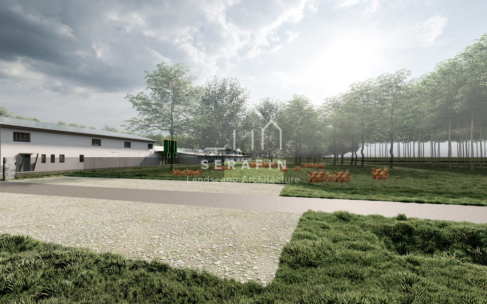 image of a landscape project of an organic chicken farm 3