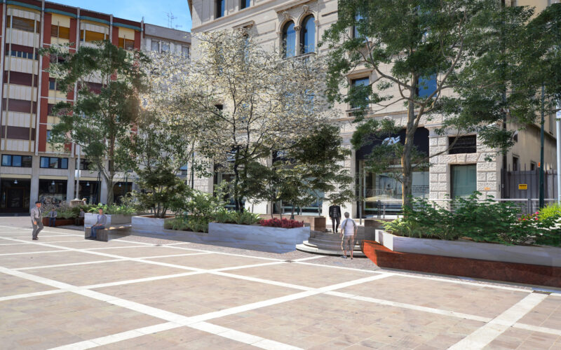 progetto paesaggistico piazza XX Settembre a Pordenone