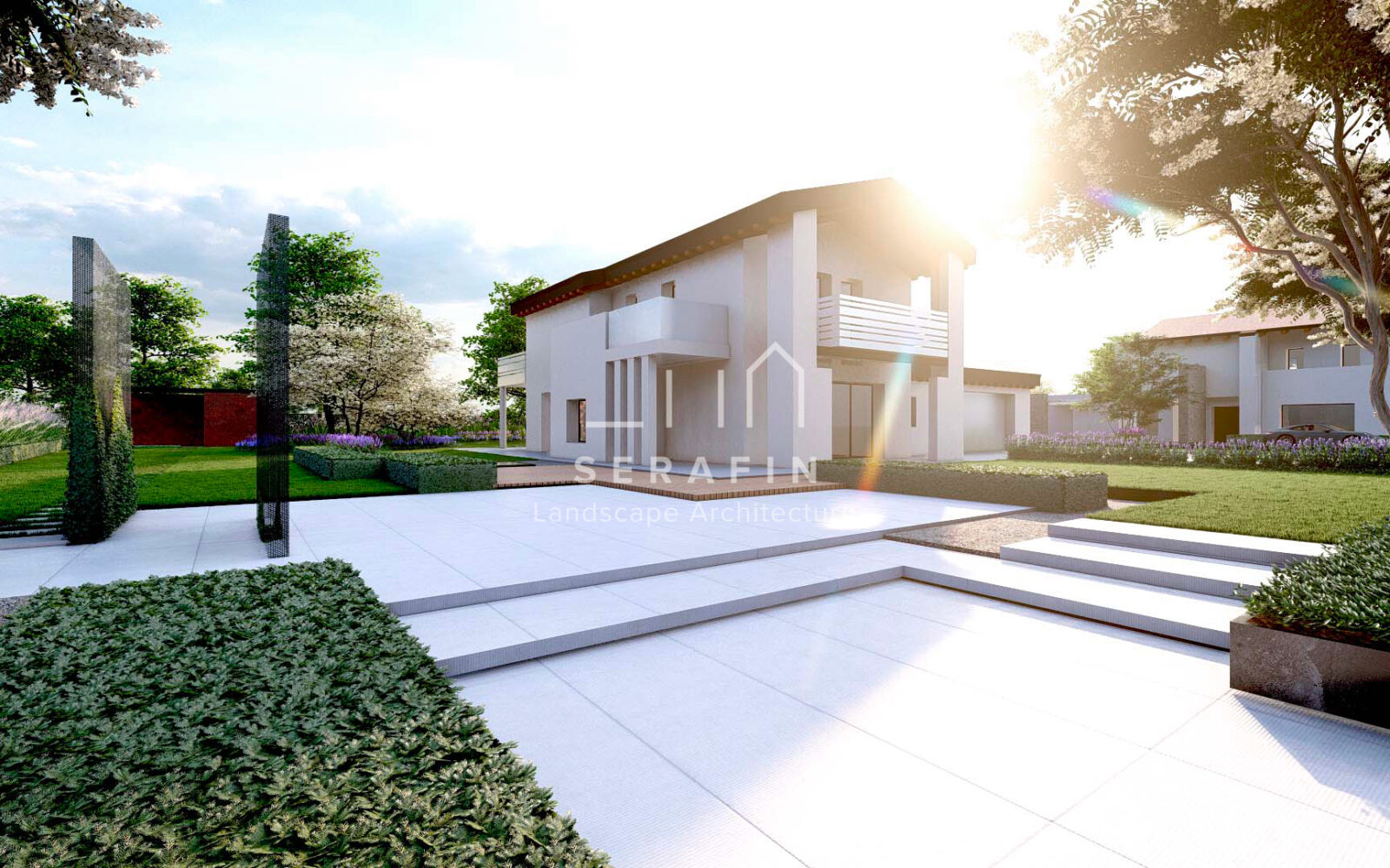 immagine di un progetto di un giardino moderno di lusso a Montebelluna