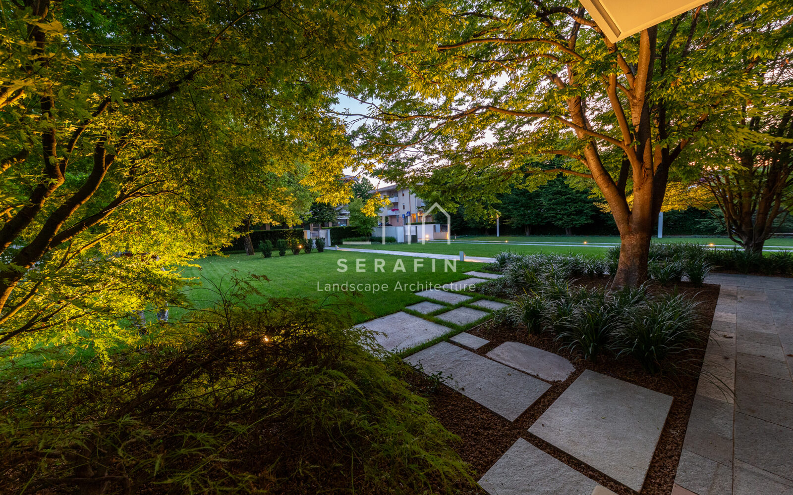 immagine del progetto di un giardino privato di lusso con pergotenda bioclimatica a Treviso