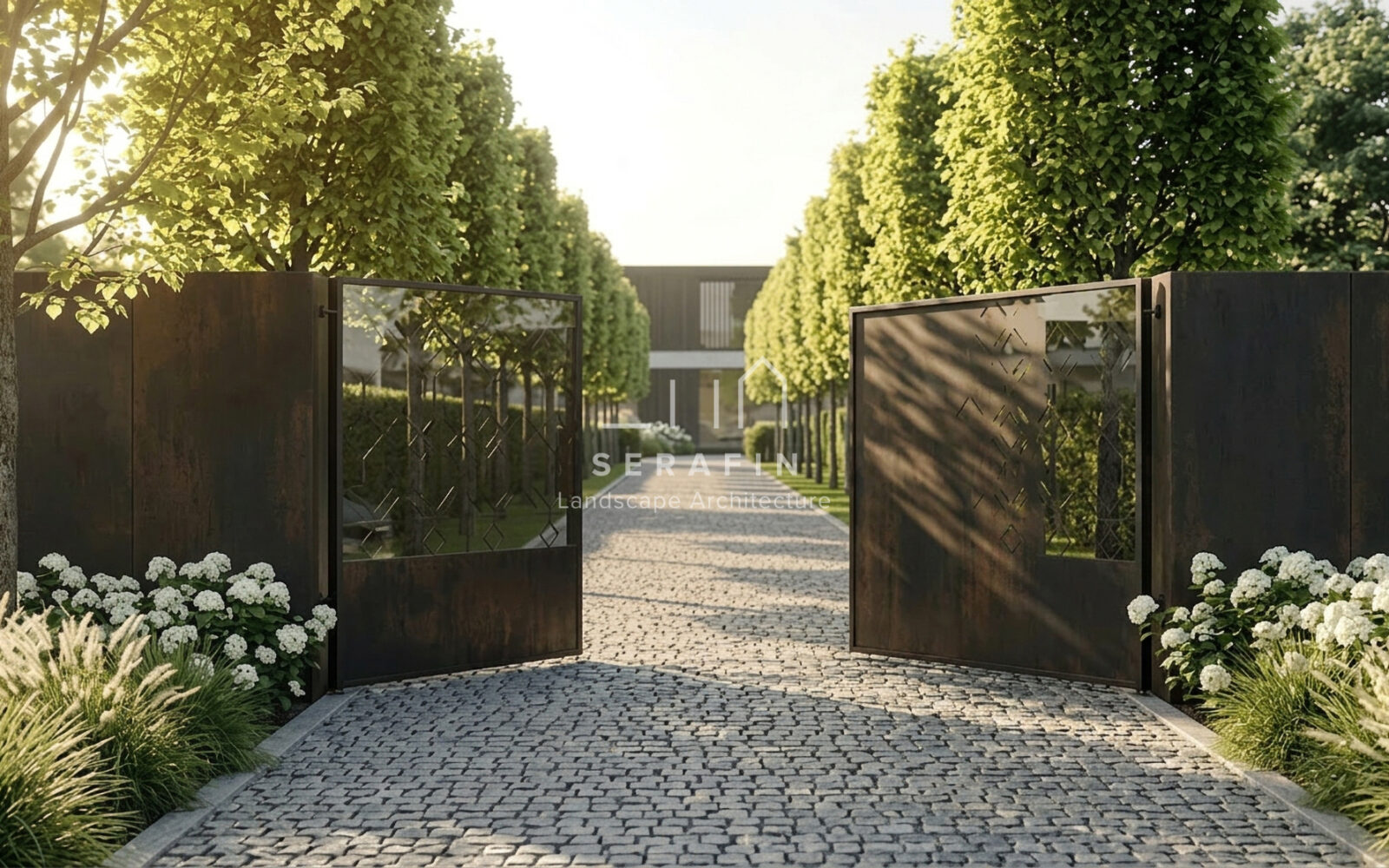immagine del progetto di un giardino di lusso con piscina a Treviso